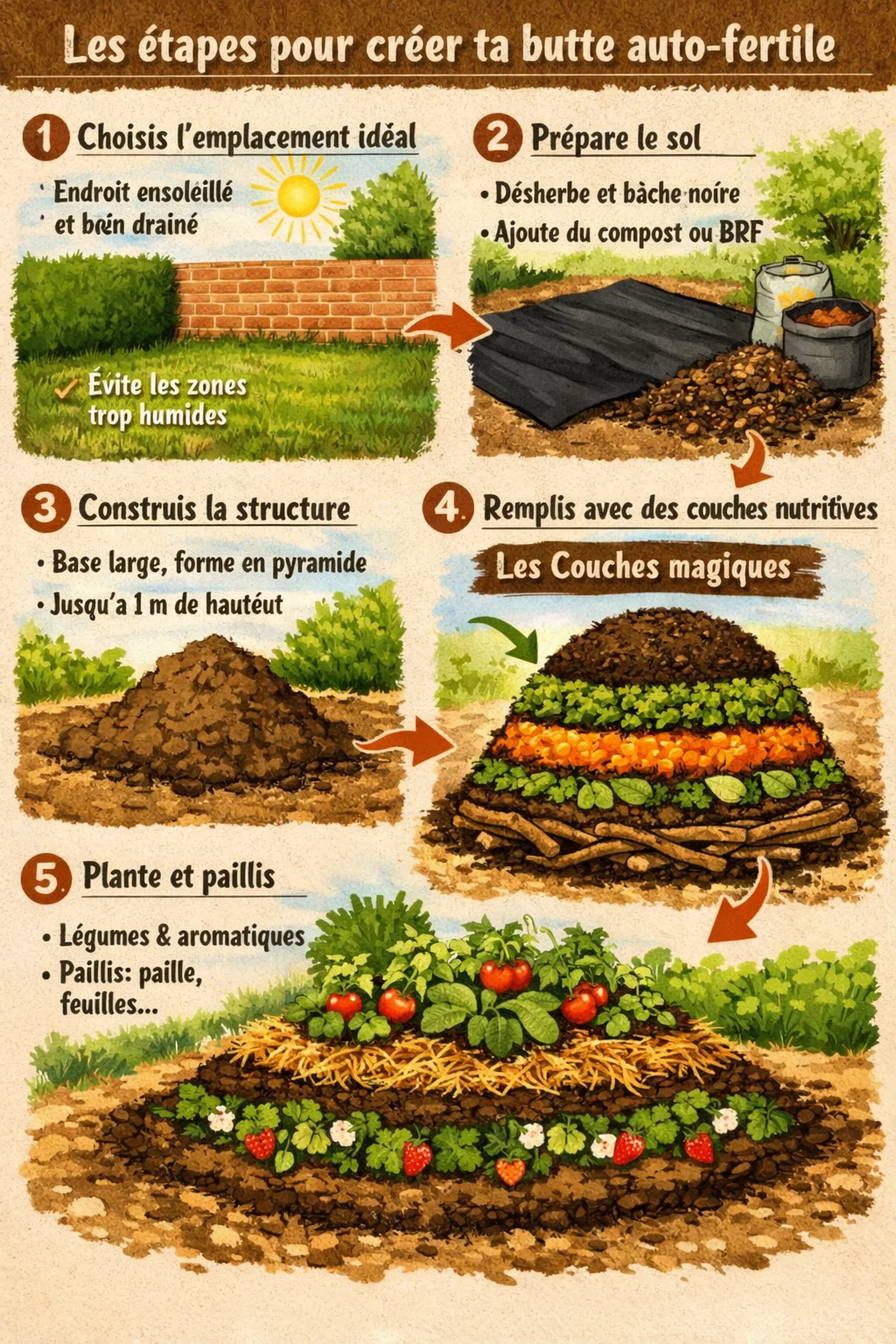 Permaculture : Créer une butte de culture auto-fertile