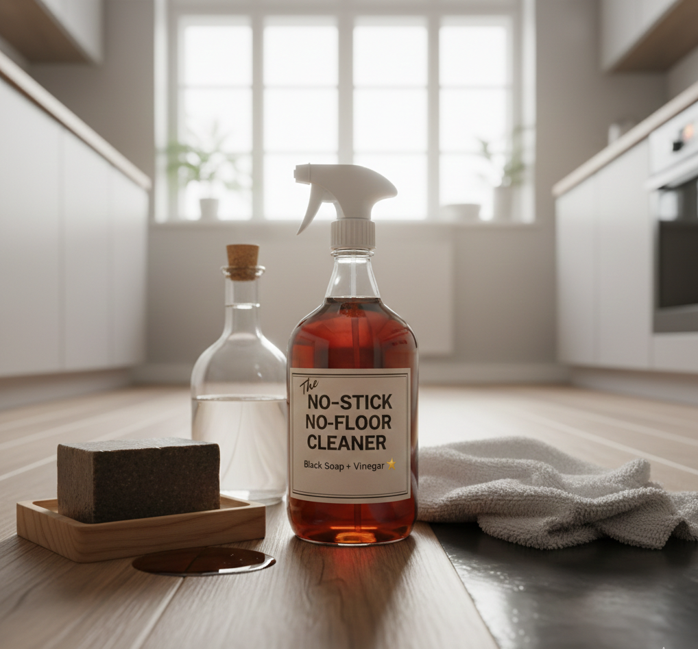 La recette du nettoyant sol qui ne colle pas : savon noir + vinaigre, game changer !