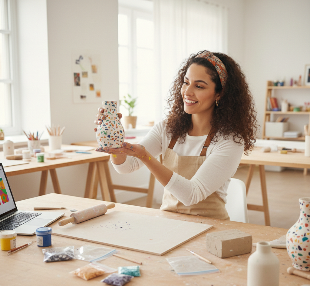 How to Create a Vase with Terrazzo Granito Effect