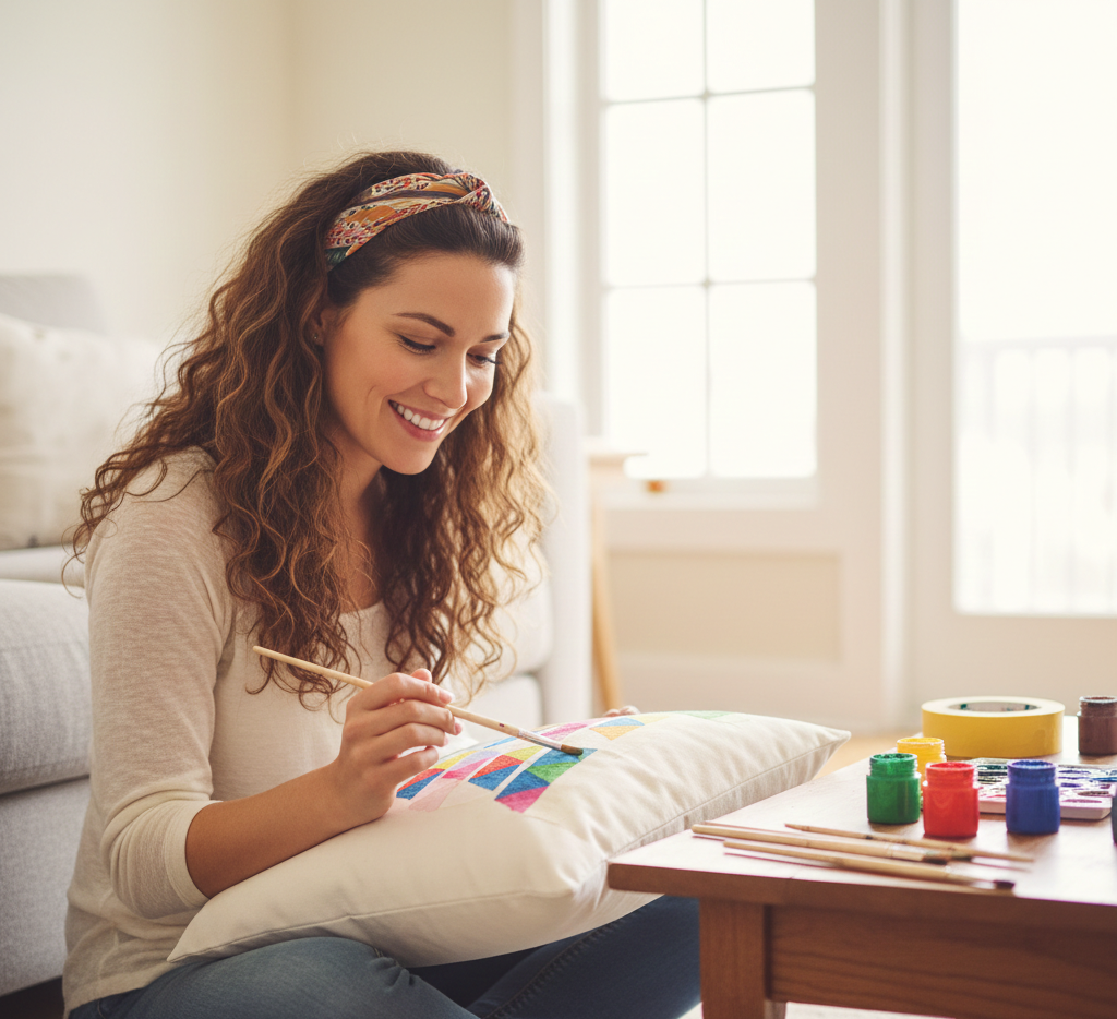 Tutoriel DIY : Créez votre coussin géométrique en peinture textile
