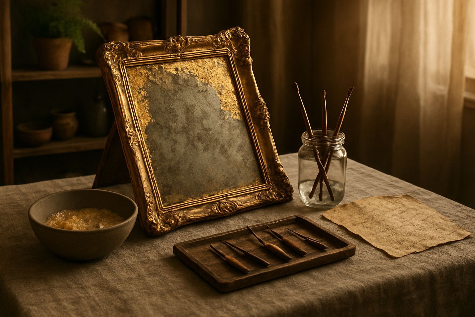 Cómo restaurar un espejo vintage dorado de anticuario