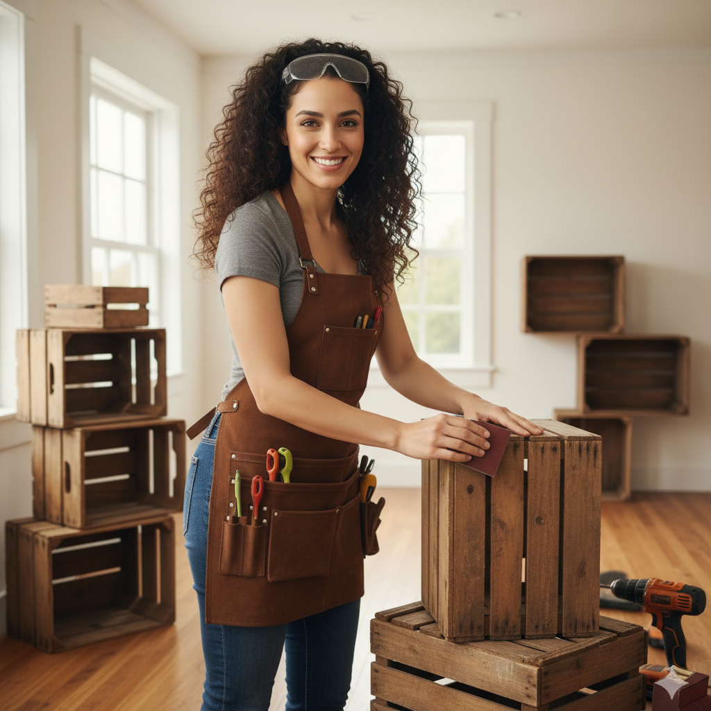 إرشادات إنشاء رفوف خشبية فنية من صناديق قديمة