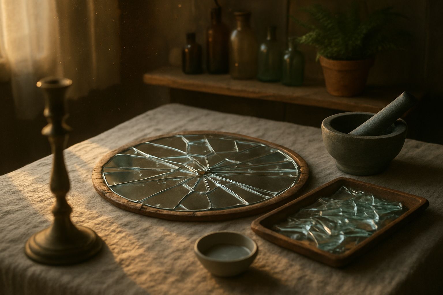 كيف تصنع مرآة مزخرفة من قطع الزجاج المكسورة