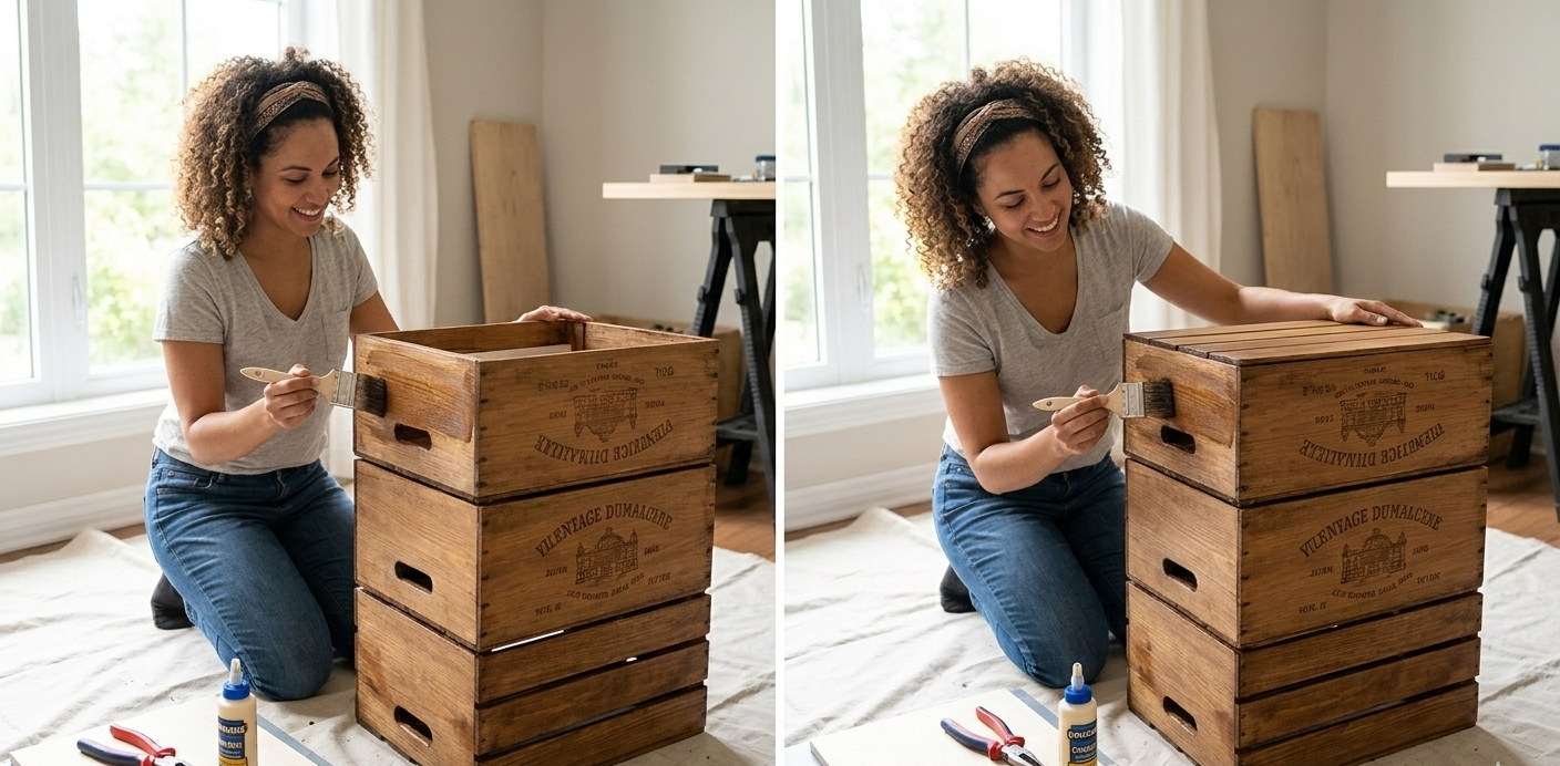 Créez une table d'appoint avec des caisses de vin : tutoriel DIY