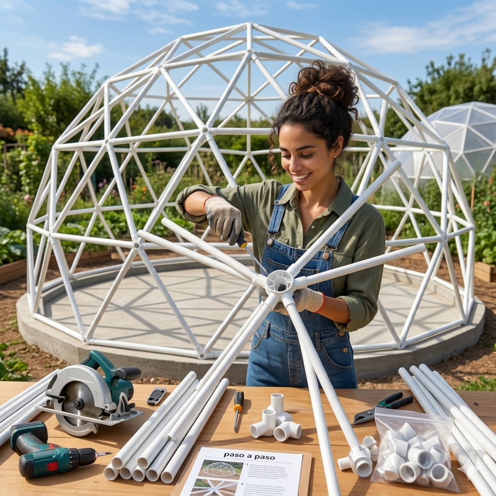 Cómo construir un invernadero geodésico de PVC paso a paso