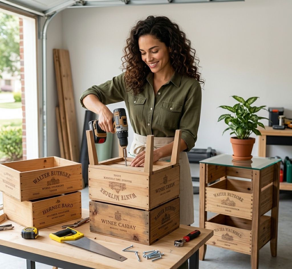 Cómo hacer una mesa auxiliar de cajas de vino DIY: Guía paso a paso