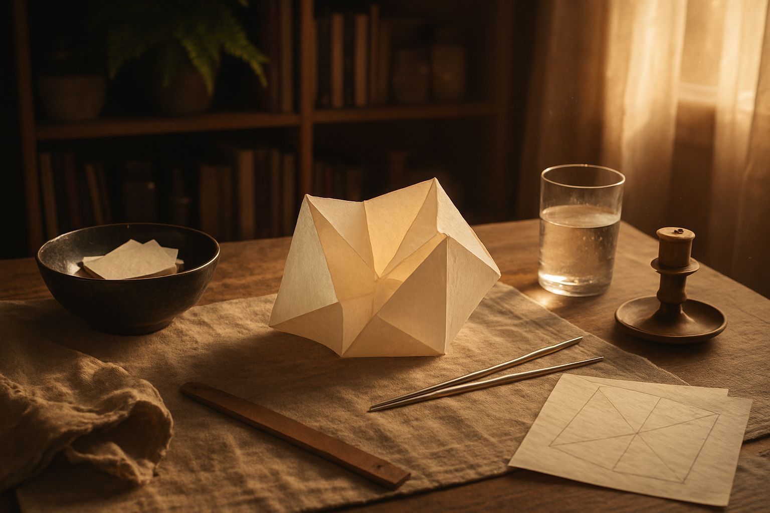 Cómo hacer una lámpara de origami con papel japonés