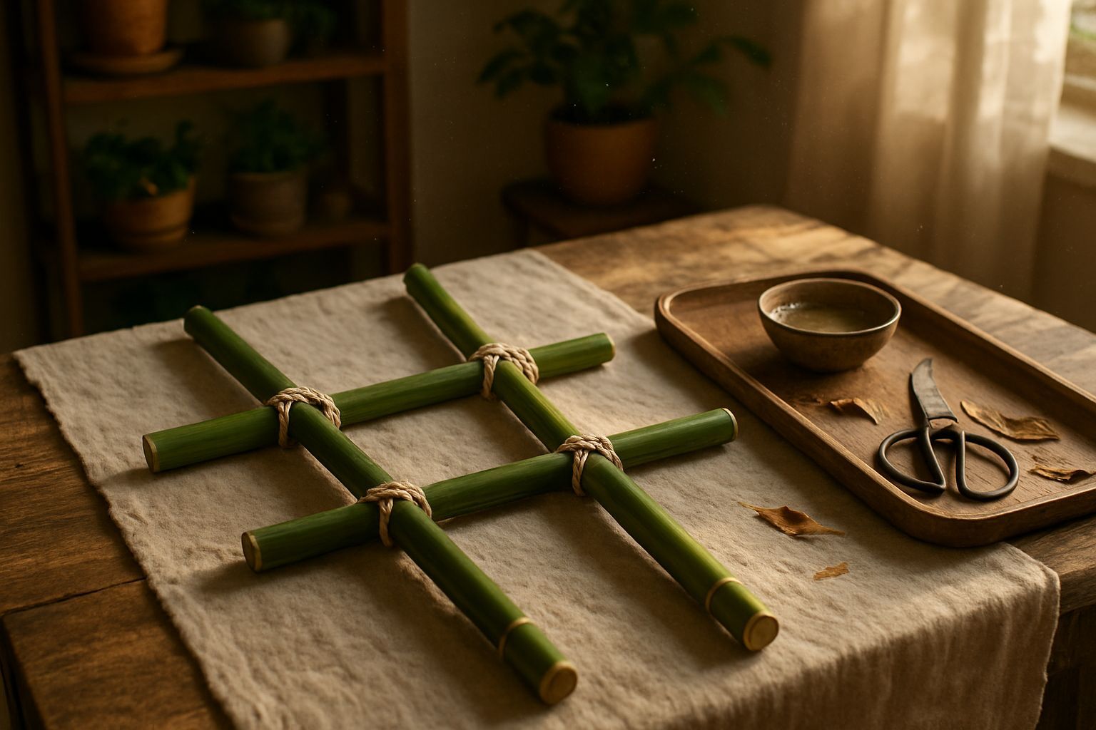 Cómo hacer un tutor de bambú en X cruzado para tus plantas