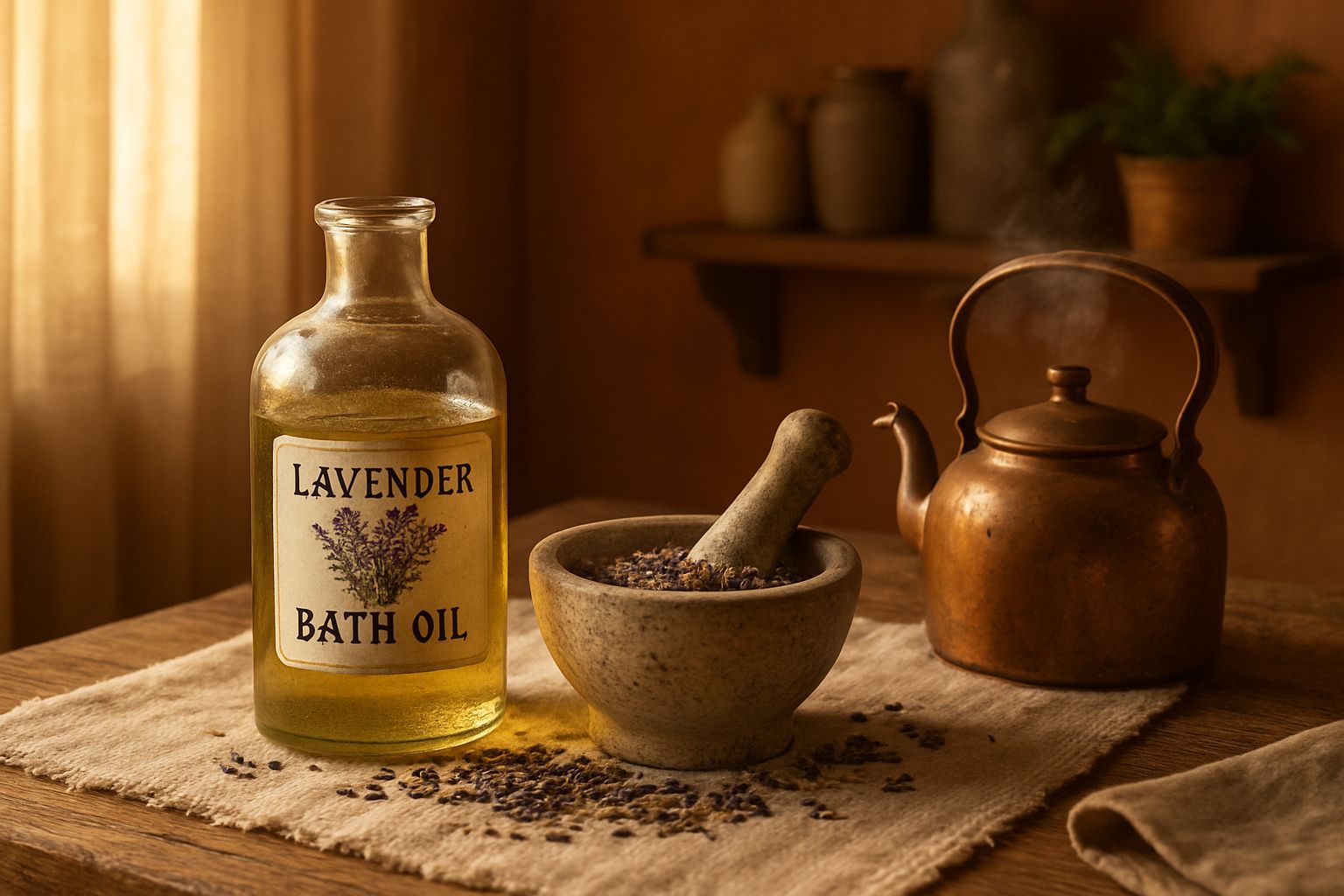 زيت حمام مريح مع زهرة اللافندر