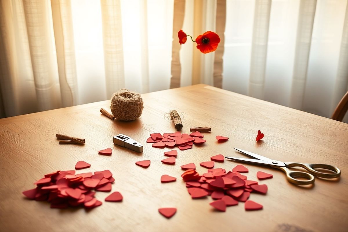 Guide créatif : Fabriquer une guirlande de cœurs en papier rouge pas à pas