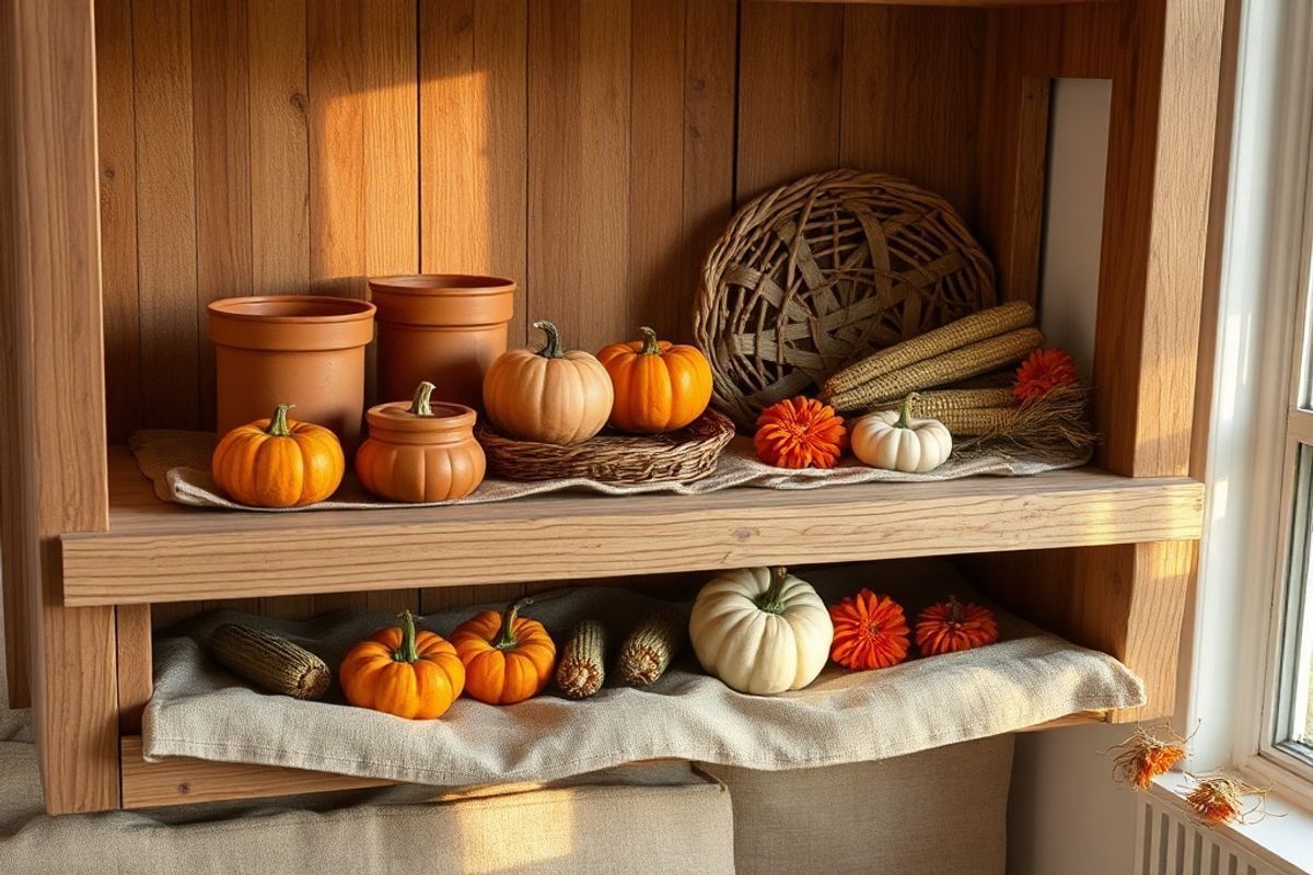 Cómo crear un soporte rústico para calabazas en una estantería de madera