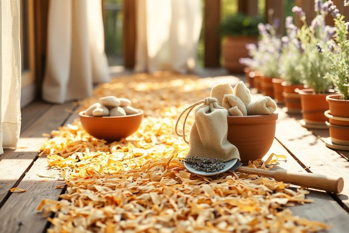 Créer un chemin de copeaux de bois rustique : tutoriel DIY