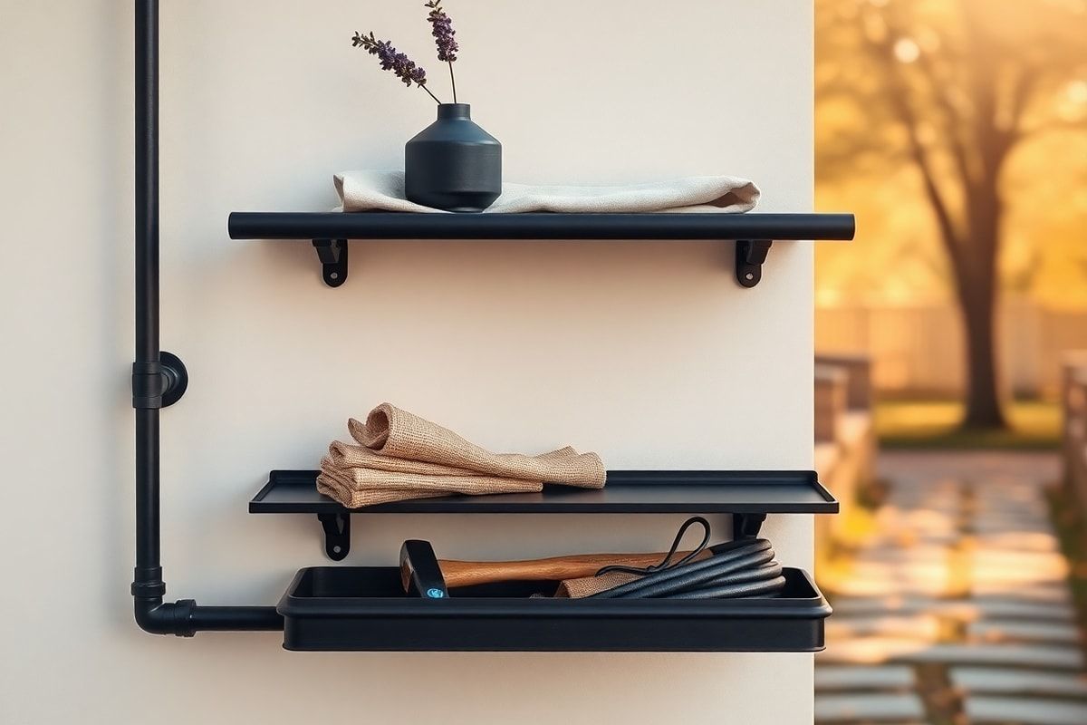 Étagère murale industrielle en tuyaux noirs : tutoriel DIY pas à pas